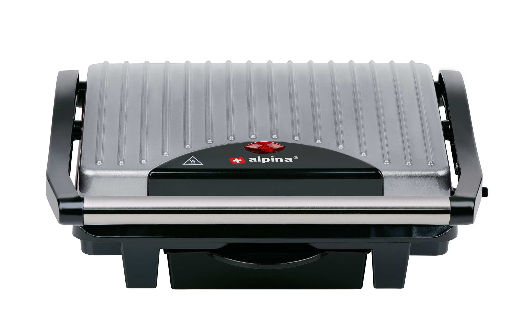 Alpina Kontaktgrill Tischgrill mit 2 Grillplatten, 1000 W, Kontaktgrill elektrisch