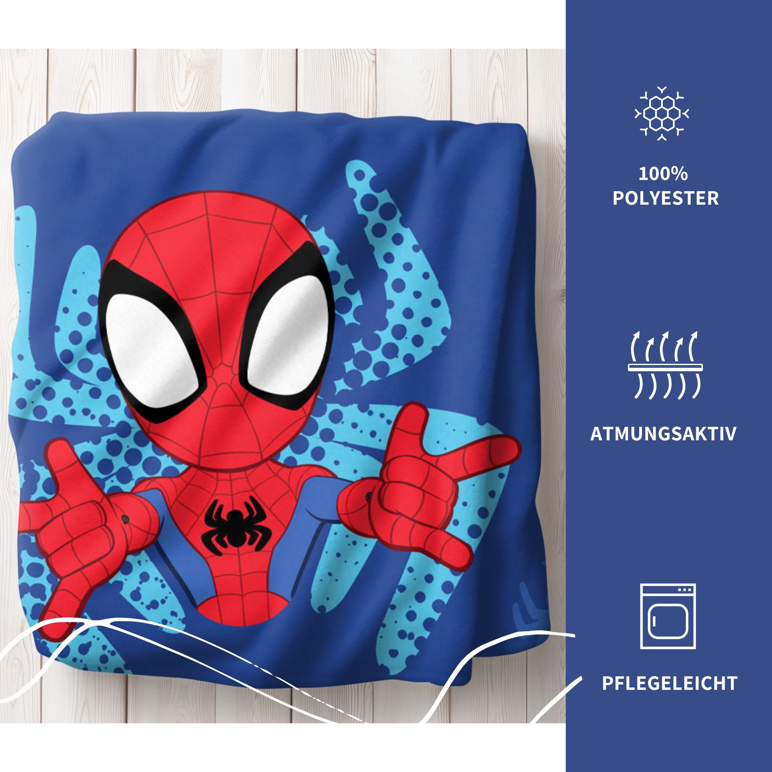 Wolldecke Spidey & Friends 130x170 cm, Sofadecke für Kinder und Teenager, MTOnlinehandel, Fleece-Decke, Überwurf, kuschelweich, passend zur Bettwäsche – Bild 4 von 5