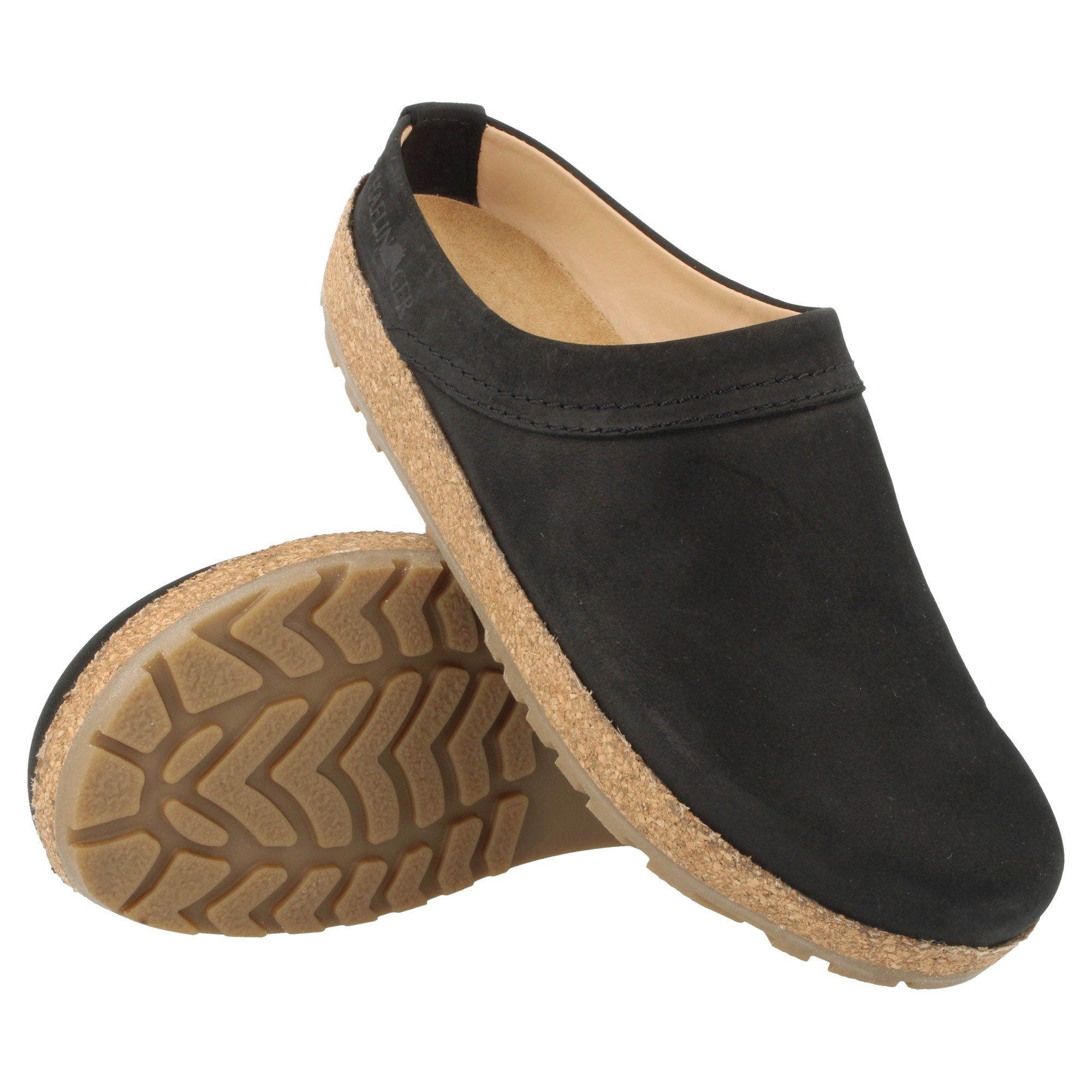 Haflinger Haflinger Malmö Lederclog Unisex mit Korkfußbett und Gummisohle Hausschuh