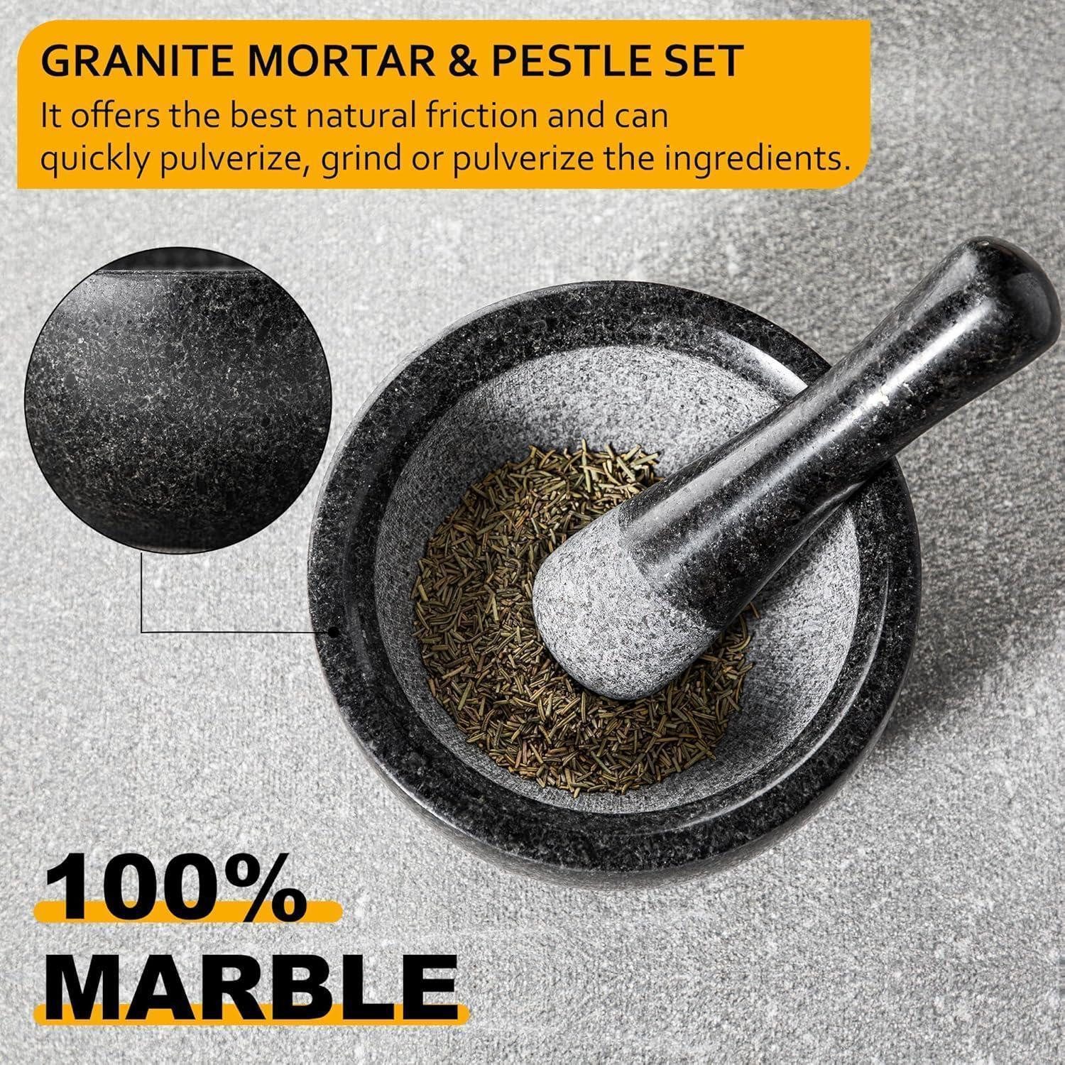 LuxusKollektion Mörser Mörser mit Stößel Granit 580ML Ø 16cm Gewürzmörser Kräuter