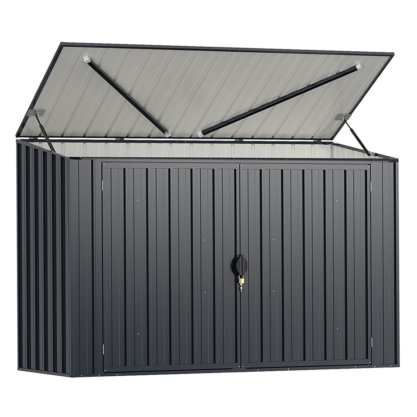 COSTWAY Mülltonnenbox (1 St), Gerätehaus, Geräteschuppen, für 2 x 120L Mülltonnen