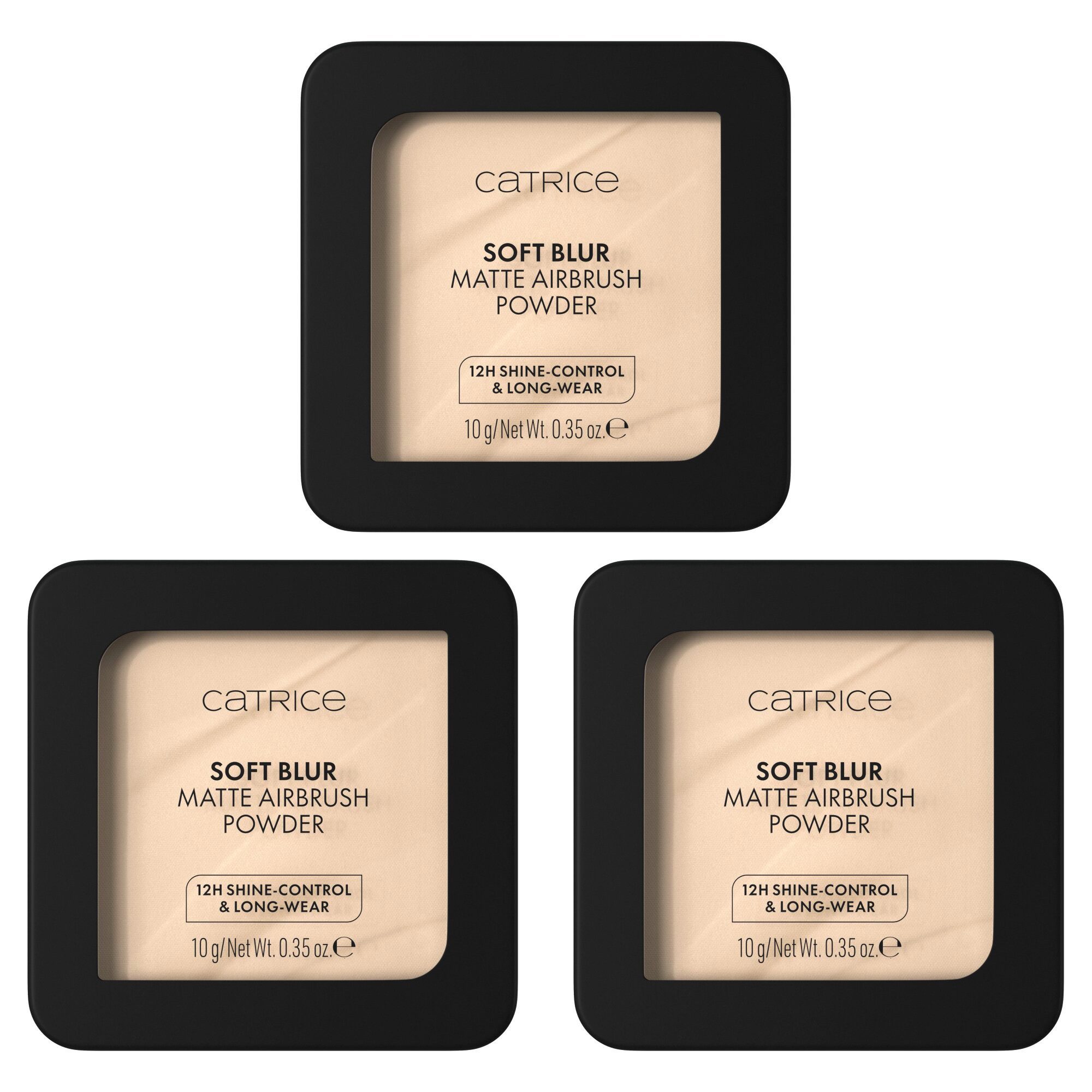Catrice Puder SOFT BLUR MATTE AIRBRUSH POWDER, 3-tlg., mattierendes Puder mit 12h-Glanz-Kontrolle und 12h-Halt