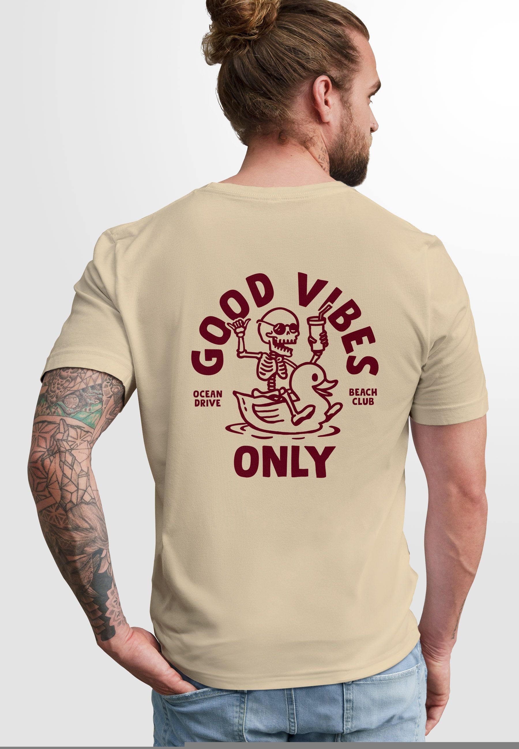 Neverless Print-Shirt Herren T-Shirt Backprint Good Vibes Only Quitsche-Ent günstig online kaufen