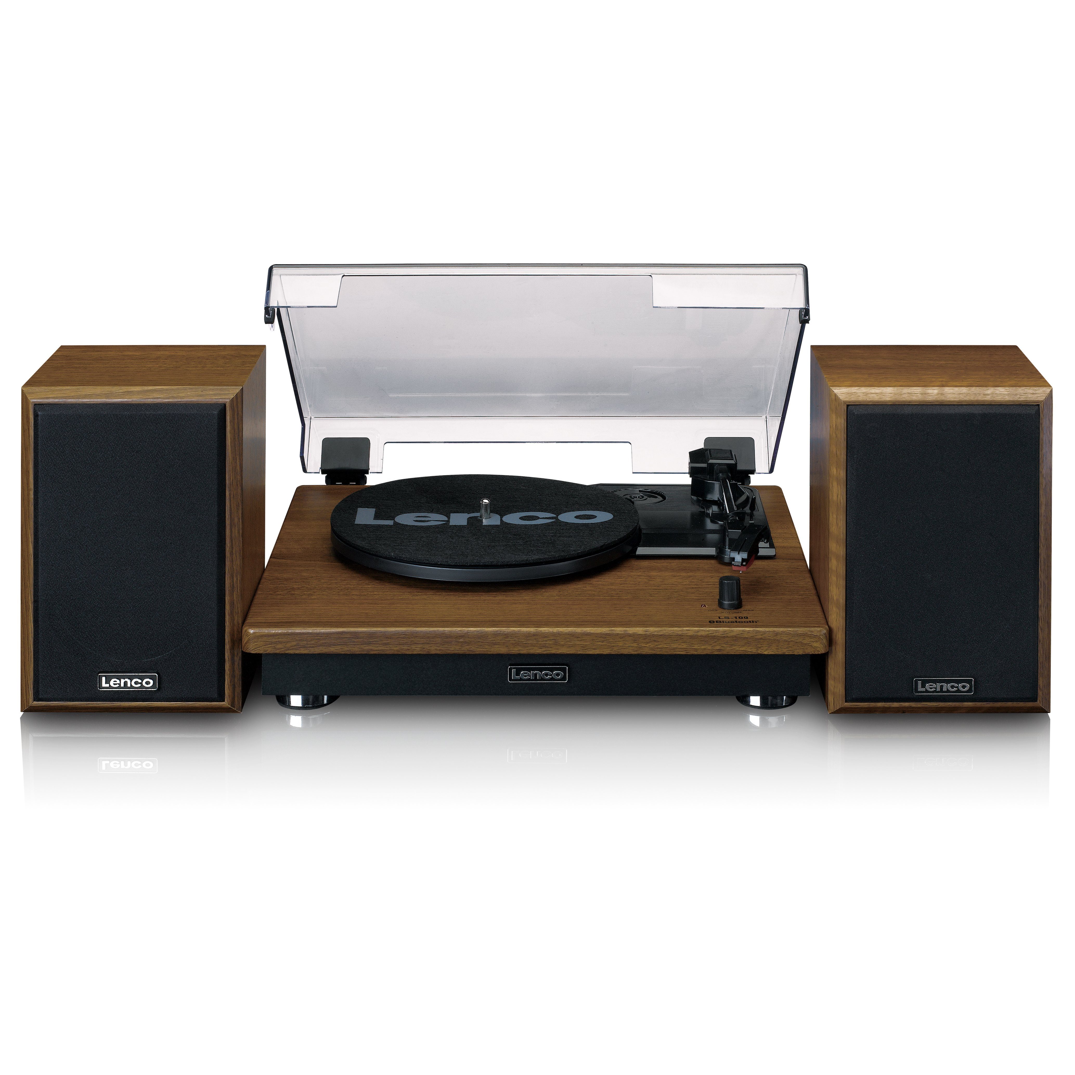 Lenco LS-100WD Проигрыватели (Riemenantrieb, Bluetooth, langlebige Keramik-Tonabnehmer, Bluetooth 5.0 & AUX inkl. Колонки)