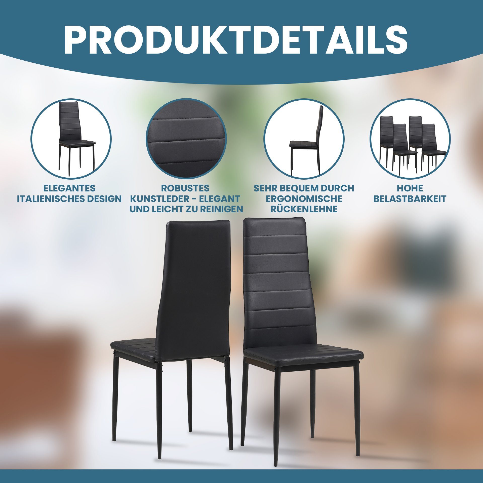 Albatros International Esszimmerstuhl Esszimmerstühle MILANO 4er Set schwar günstig online kaufen