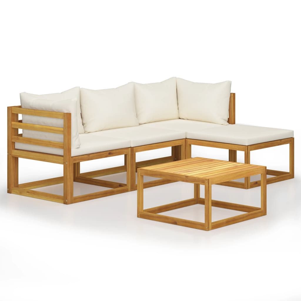 vidaXL Gartenlounge-Set 5-tlg. Garten-Lounge-Set mit Kissen Massivholz, (1-tlg)