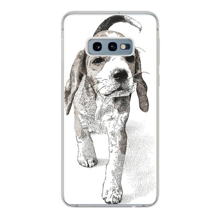 MuchoWow Handyhülle Eine Illustration eines Beagle-Welpen Phone Case Handyhülle Samsung Galaxy S10e Silikon Schutzhülle