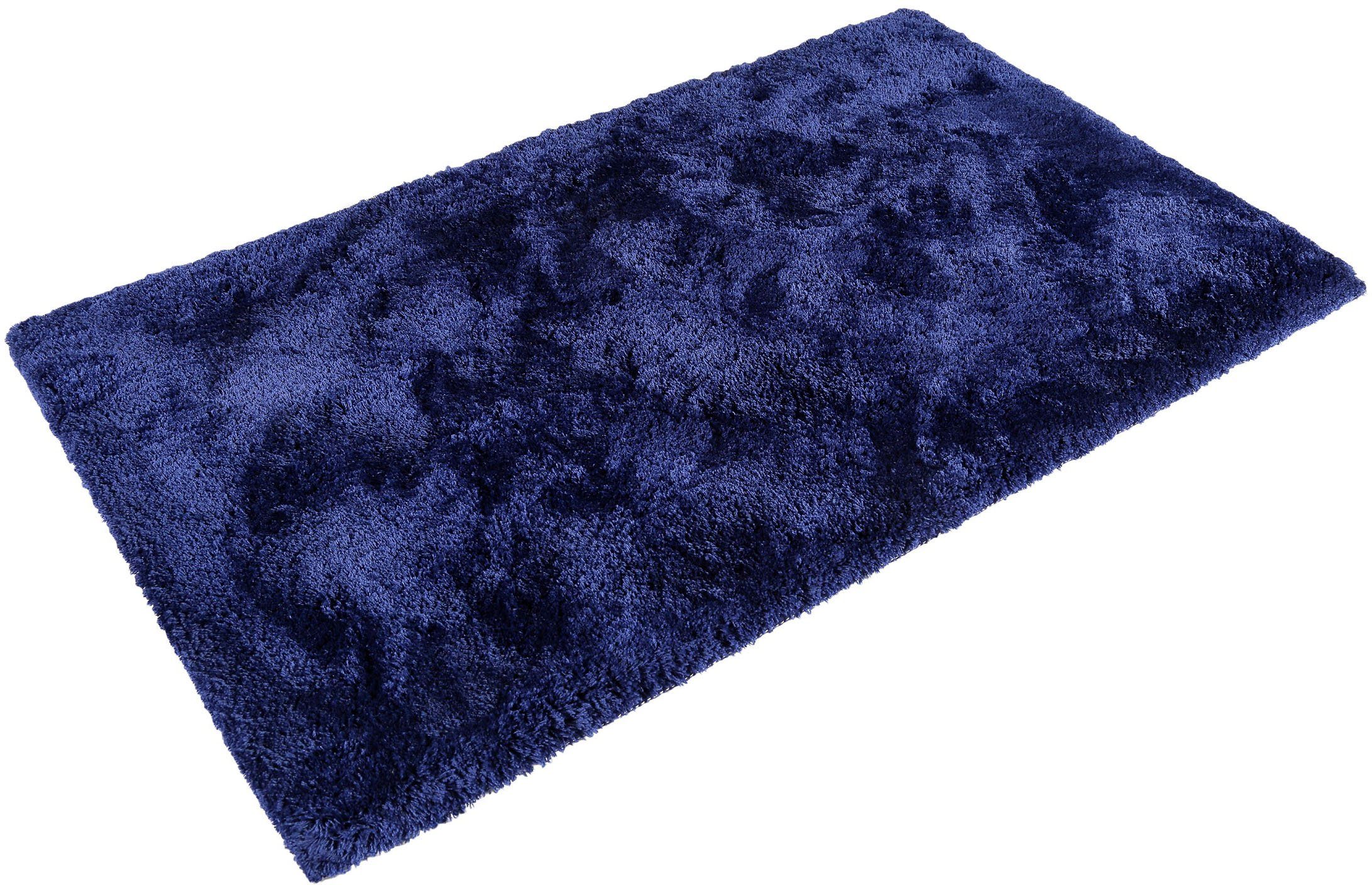 Badematte Porto Azzurro Homie Living, Höhe 30 mm, rutschhemmend beschichtet, fußbodenheizungsgeeignet, schnell trocknend, Polyester, rechteckig, Badteppich, uni, rechteckig & rund, waschbar, Badezimmerteppich dunkelblau