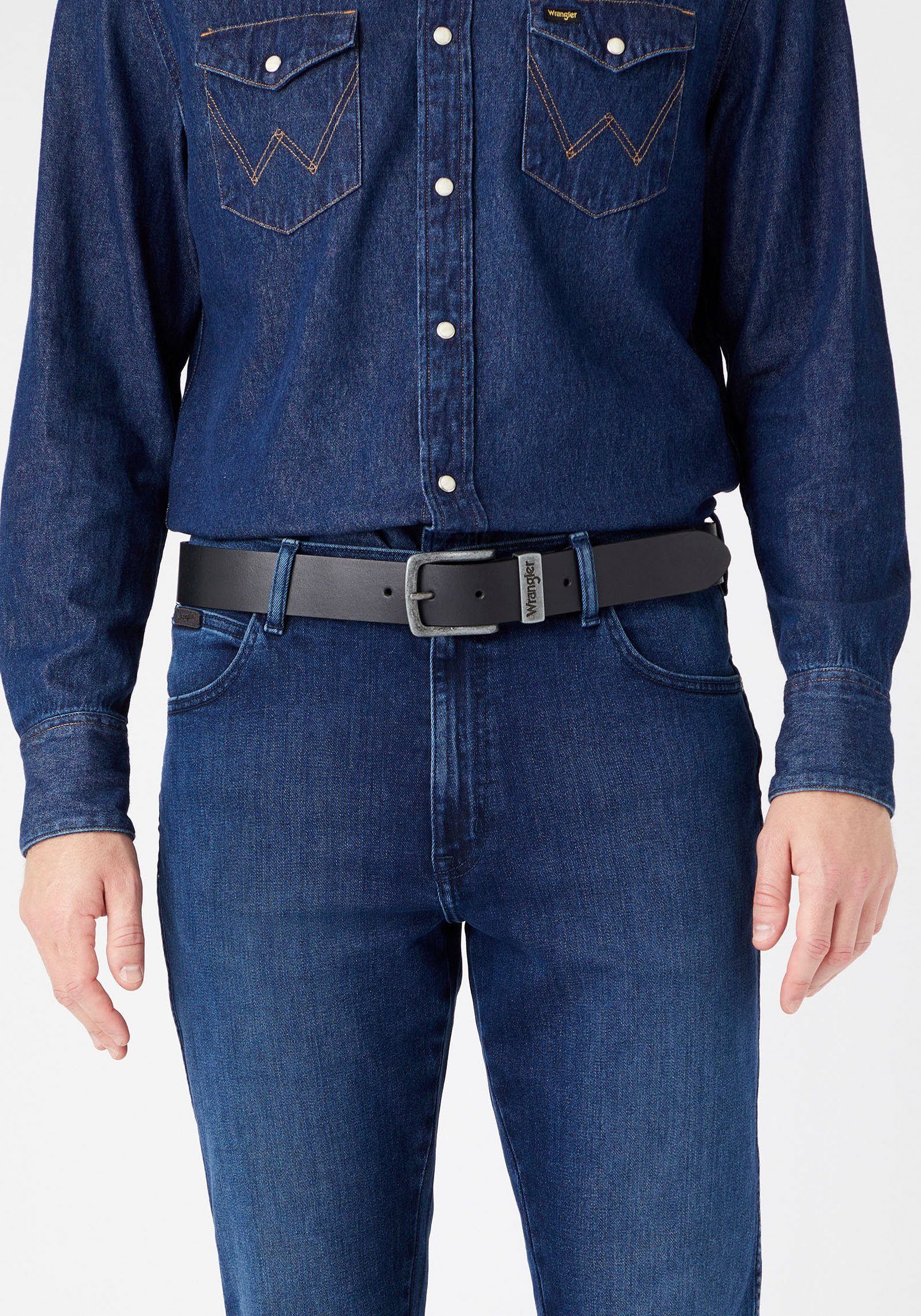 Wrangler Ledergürtel METAL black LOOP