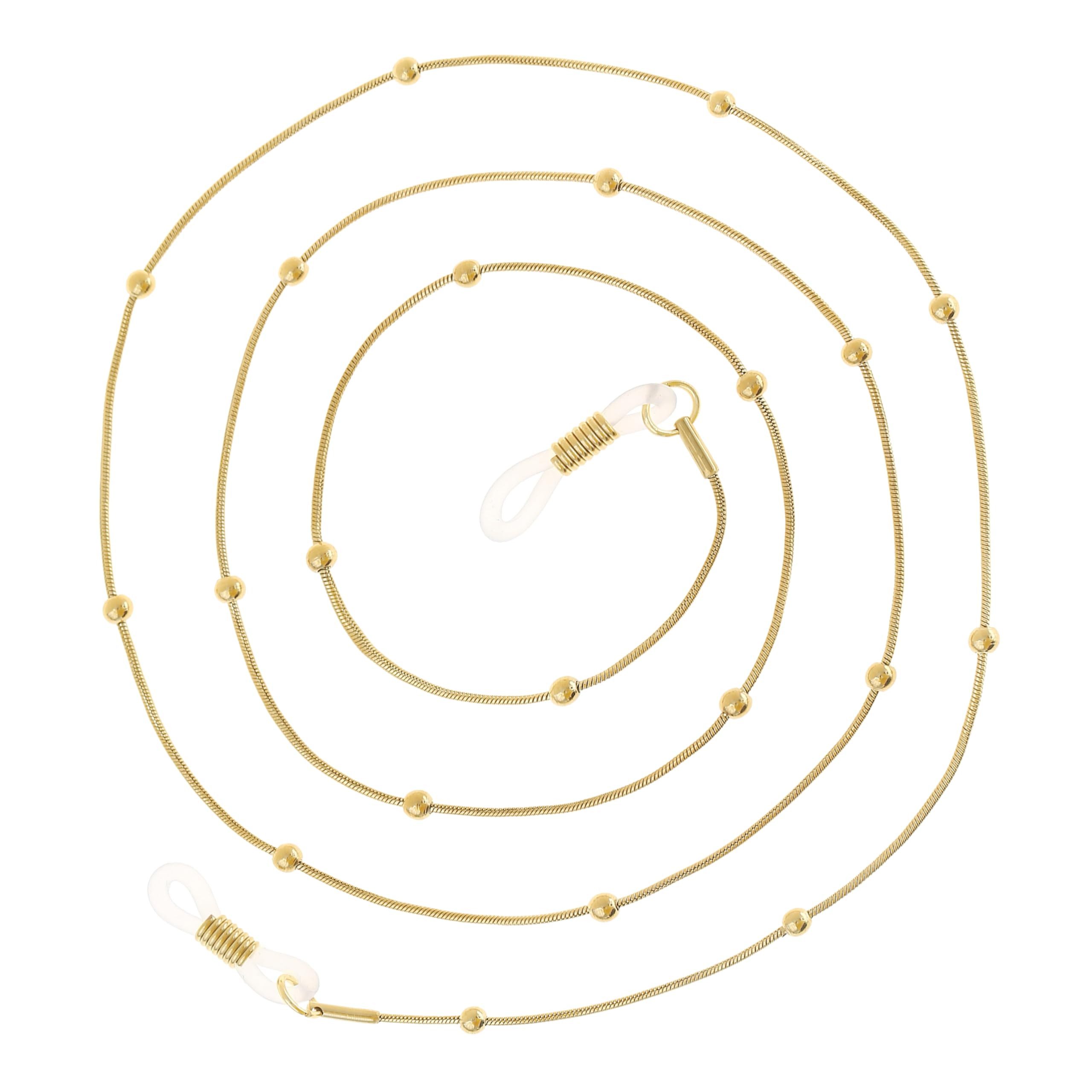 Made by Nami Brillenkette Gold Brillenband Damen 70 cm aus chirurgischem Edelstahl, Hypoallergen Wasserfest Boho Schmuck Sommer Accessoires