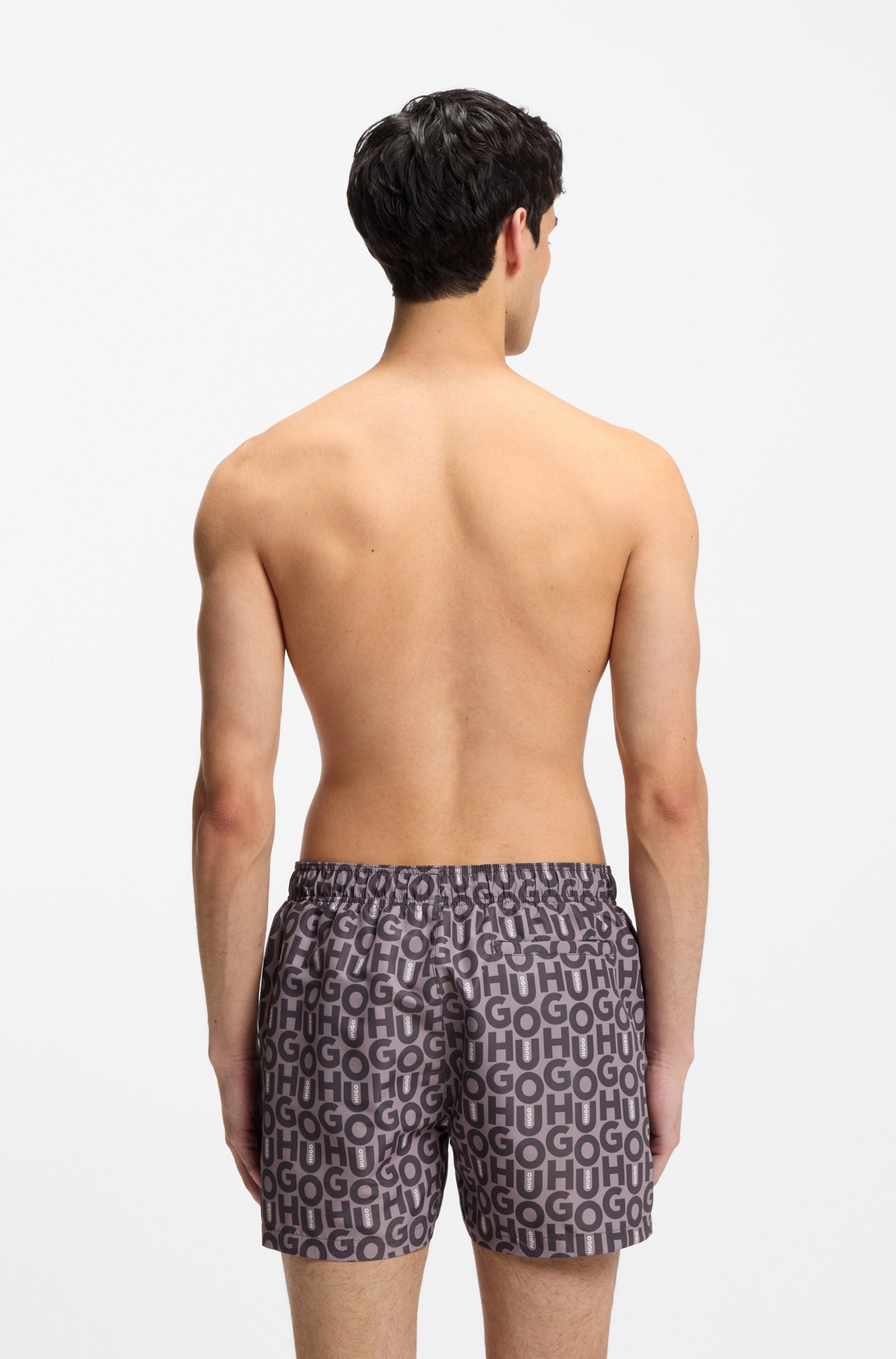 HUGO Badeshorts NALU elastischer Bund, Allover Print
