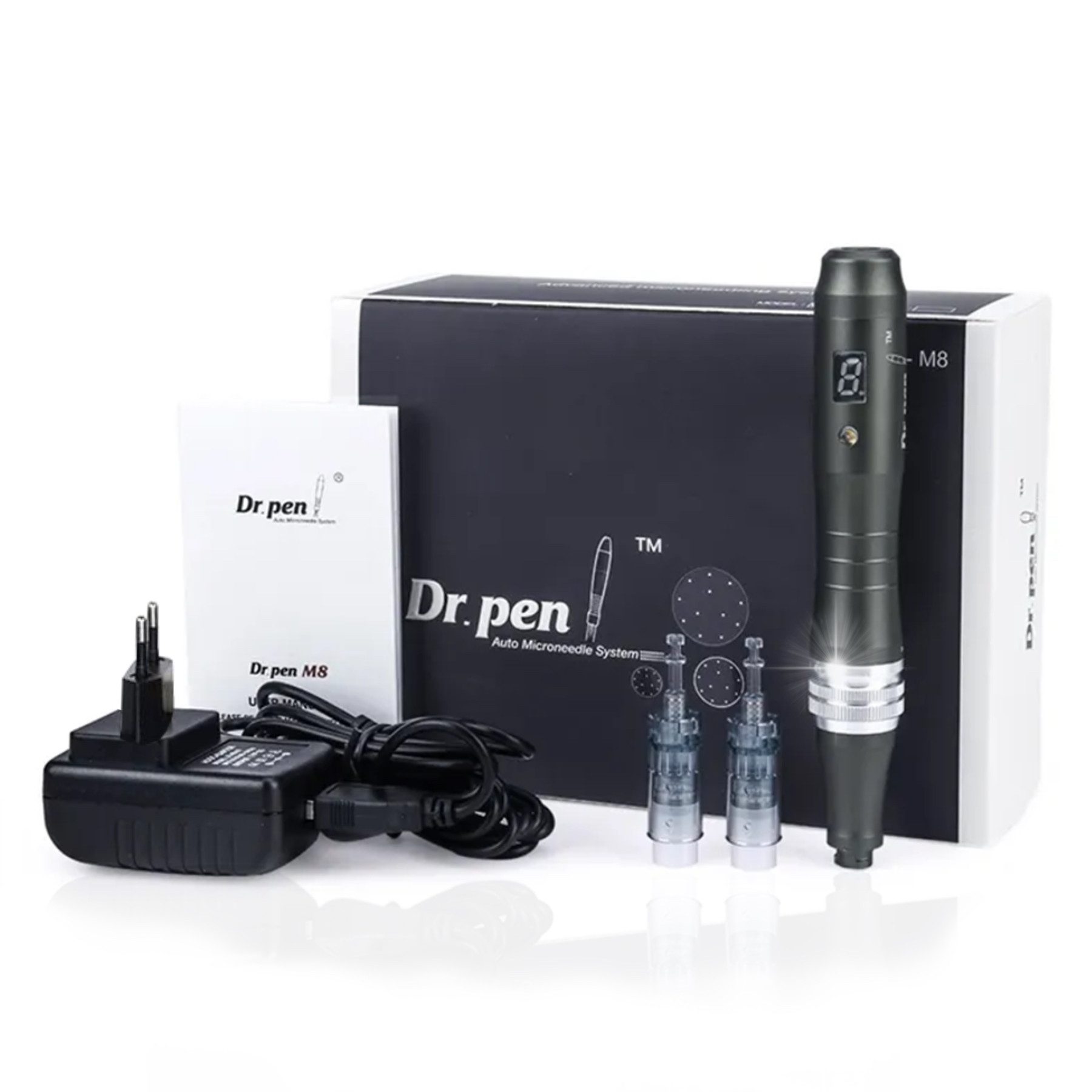 P-Beauty Cosmetic Accessories Dermaroller Dermapen Microneedling Anti Falten Gerät M8 inkl. 2 Nadeln