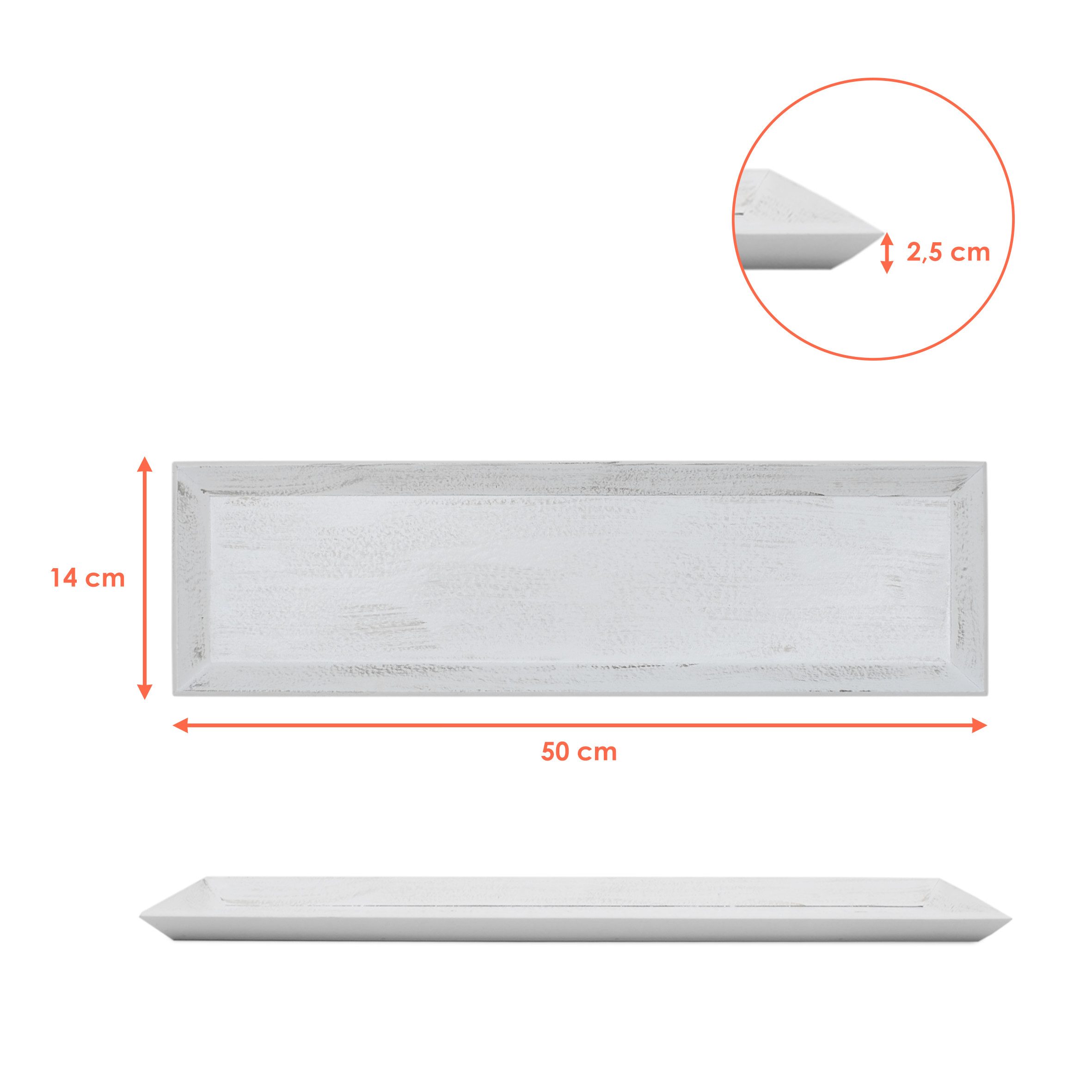 Spetebo Dekotablett Holz Tablett shabby weiß (50 cm x 14 cm, 1 St., Deko Ke günstig online kaufen
