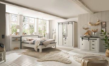 Furn.Design Komplettschlafzimmer Stove, (Schlafzimmer-Set in weiß Pinie, 5-St., Landhausstil), mit Soft-Close, mit Schiebetüren