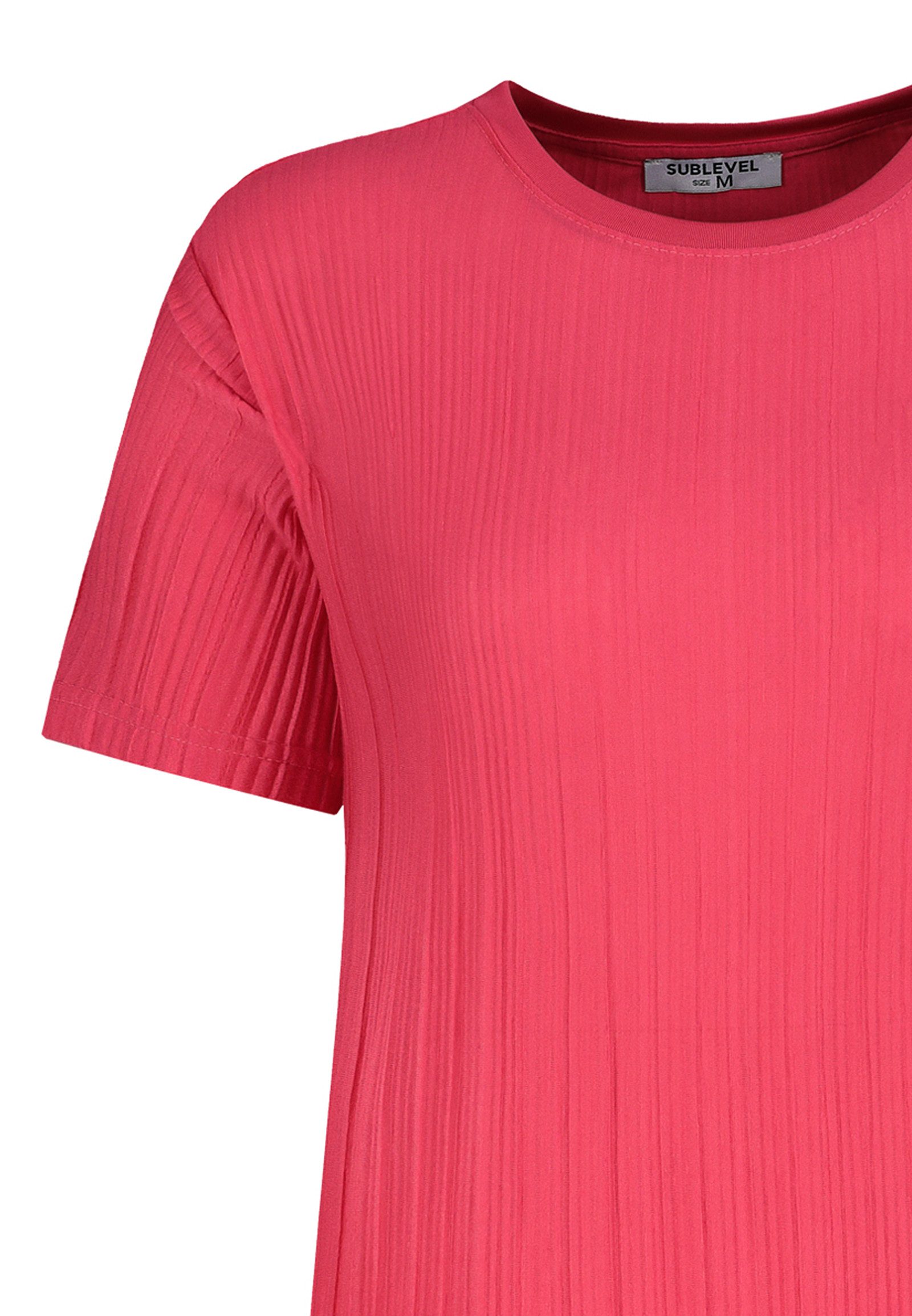 SUBLEVEL Shirtkleid Modernes Outfit mit Rundhalsausschnitt und Kurzarm für Damen (knielang) Regulär geschnitten Fit Rundhals unifarben schnell trocknend