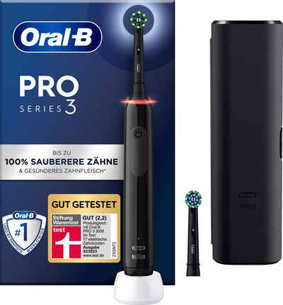 Oral-B Elektrische Zahnbürste Pro 3 3500, Aufsteckbürsten: 2 St., 3 Putzmodi