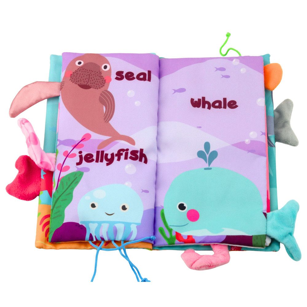 LEAN TOYS Stoffbuch Fühlbuch Knisterbuch Greifbuch (Spar-Set, 1-St., 23 x 13 cm weich), Knisterseiten, Quietscher, Fühlschwänze