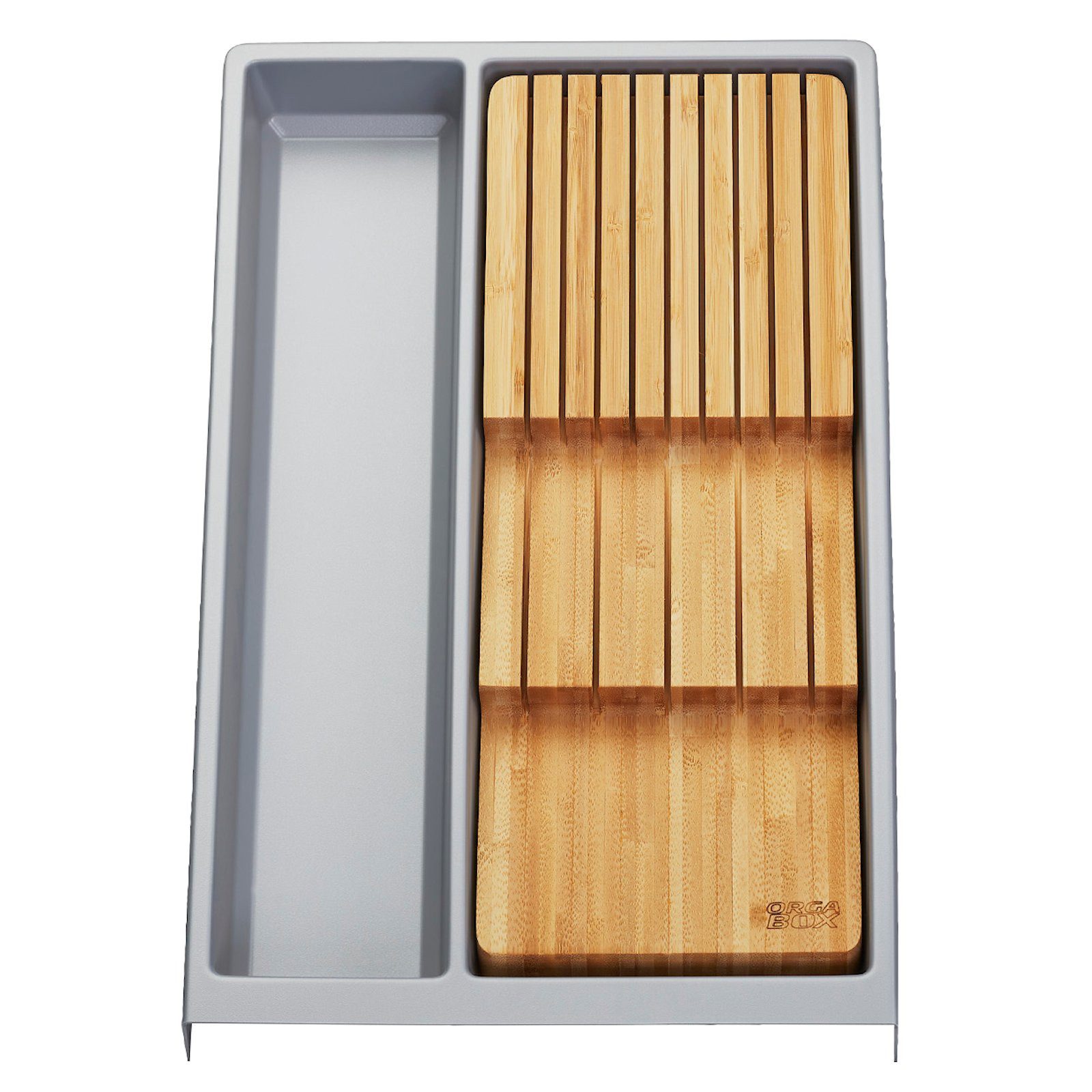 SO-TECH® Schubladeneinsatz SEPARADO Individual (300 x 474 x 51 mm) ab 40cm Schrankbreit (1 St), inkl. Bambus Mehrzweckeinsatz silbergrau genarbt für bis zu 9 Messer