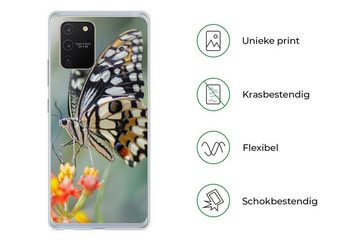 MuchoWow Handyhülle Seiten Schmetterling auf Blume, Phone Case, Handyhülle Samsung Galaxy S10 Lite, Silikon, Schutzhülle