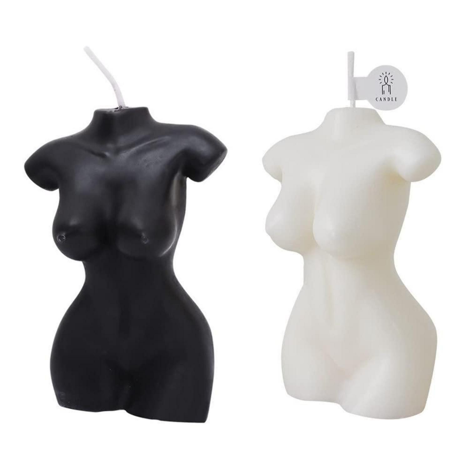LuxusKollektion Formkerze 2er Set Körperkerzen weiblich Duftkerze Weiß/Schwarz