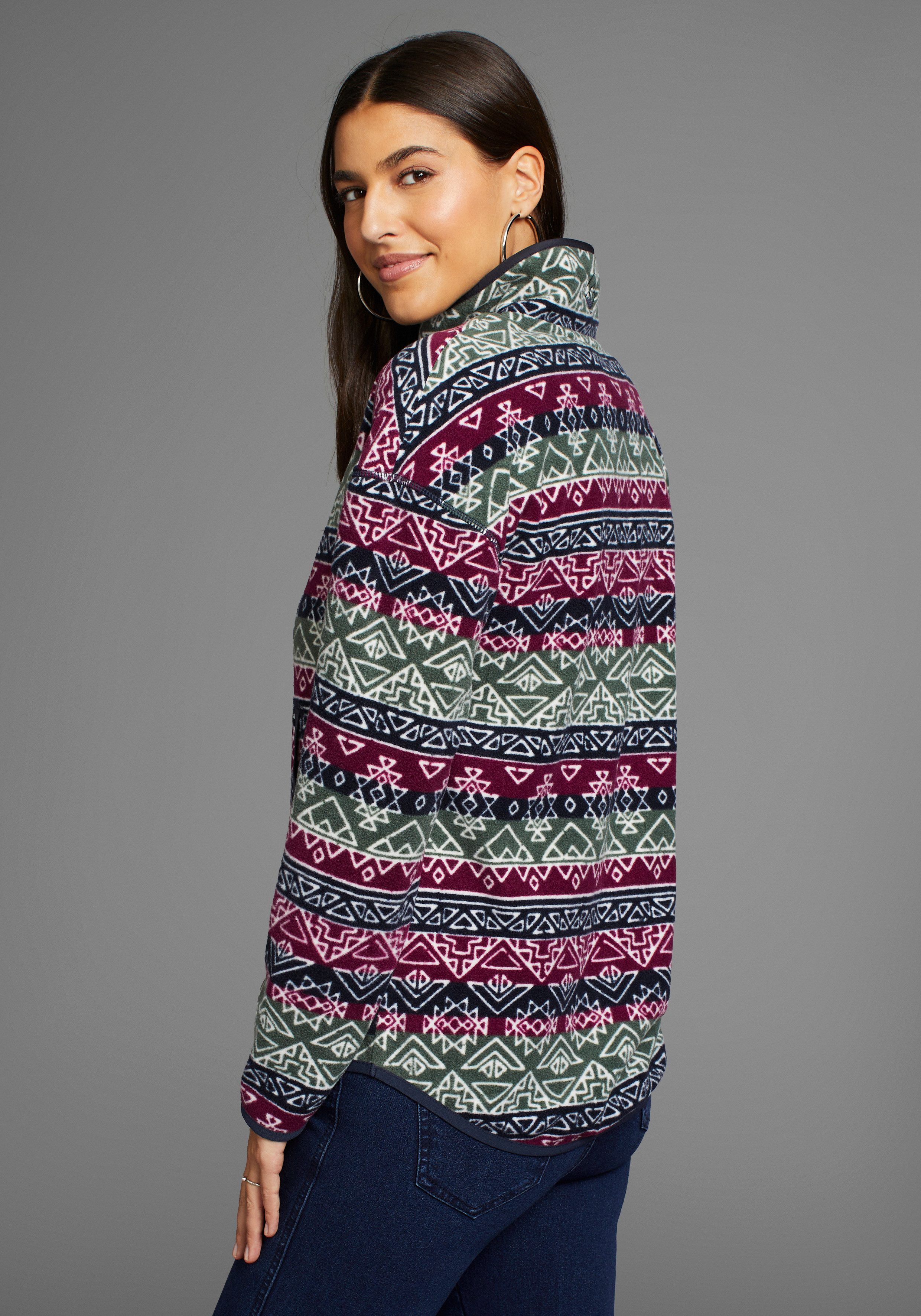 Polarino Fleecepullover mit Colourblocking-Optik, mit Kängurutasche, günstig online kaufen
