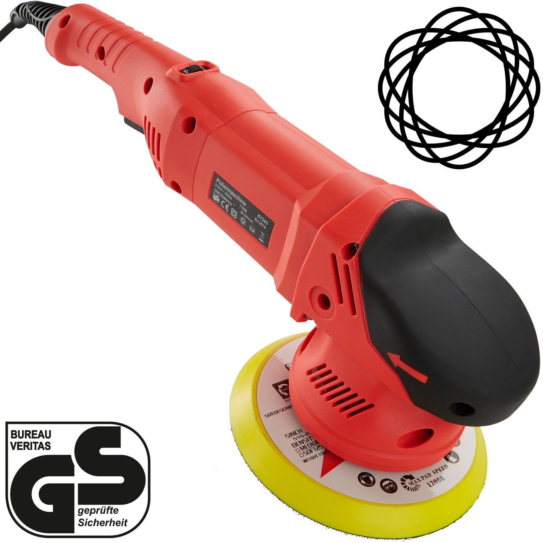 Thumbnail - tectake Poliermaschine 17-teiliges Exzenter Poliermaschinen-Set, Ø 15,00 mm, (18 tlg), 710 W