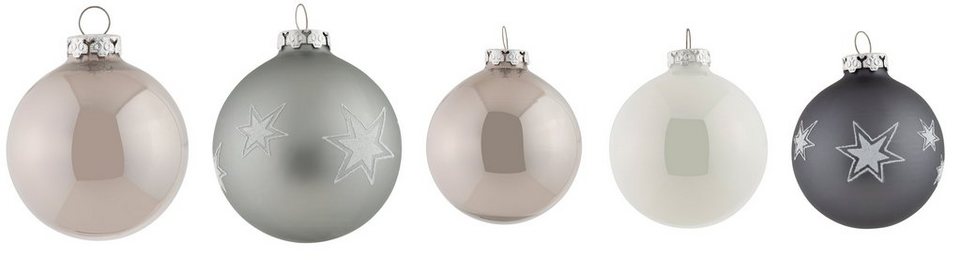 my home Weihnachtsbaumkugel Chrome, Weihnachtsdeko, Christbaumschmuck aus  Glas (18 St), Christbaumkugeln mit Motiv, 18-teilig, Ø 6 cm, 7 cm, 8 cm