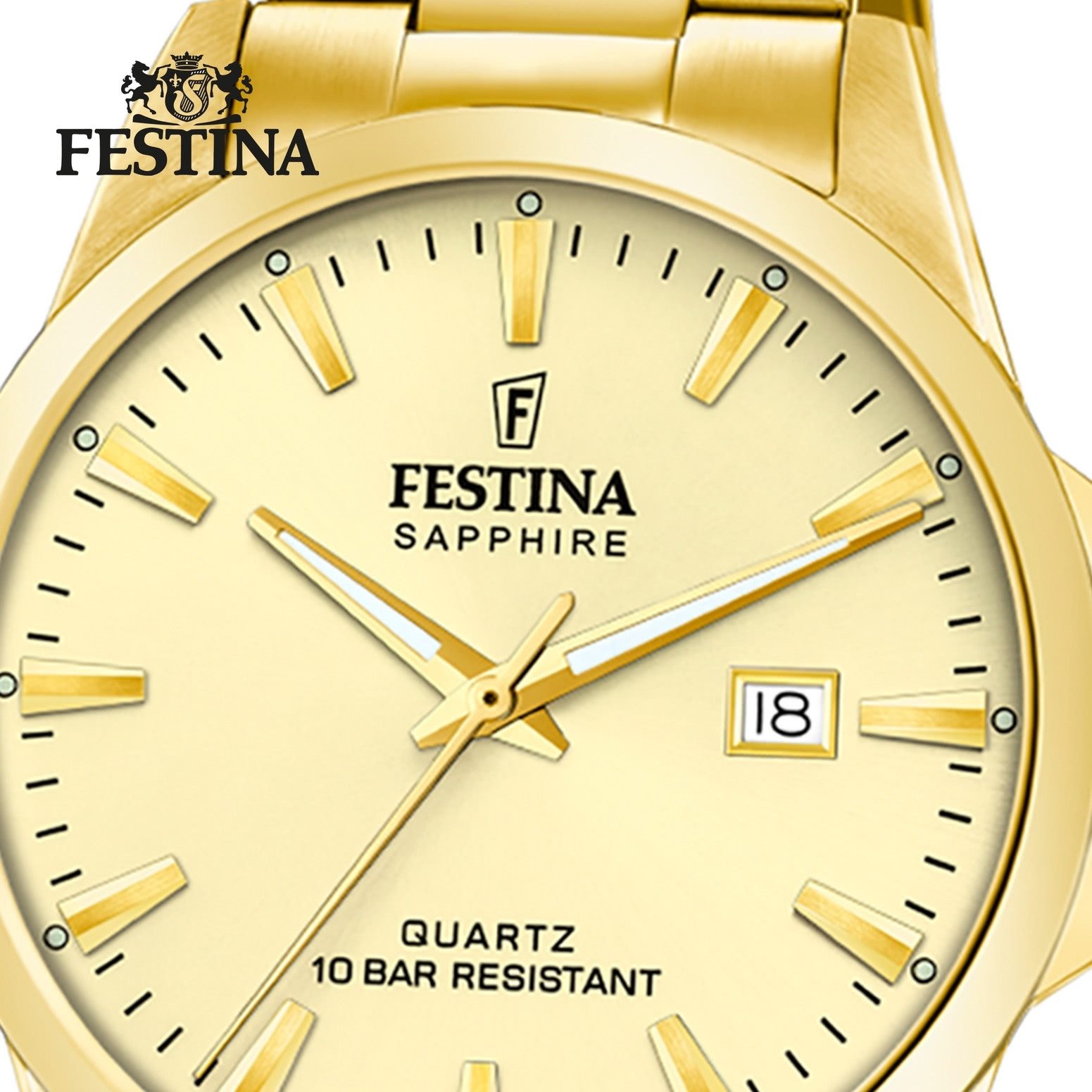 Festina Quarzuhr Festina Herrenuhr Edelstahl gold Festina, (Analoguhr), Herren Armbanduhr rund, Edelstahlarmband gold, Elegant