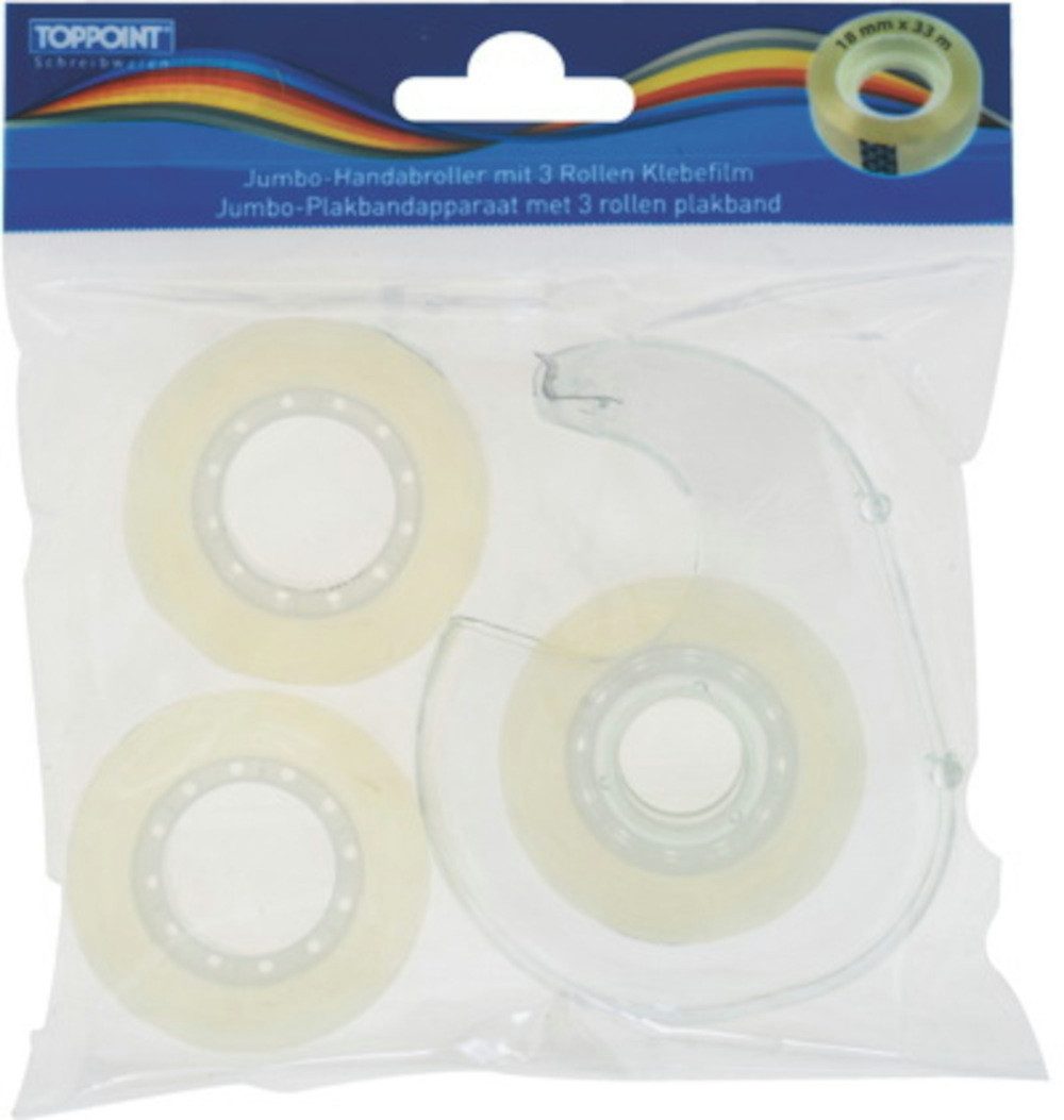 Klebeband Jumbo Klebefilm Handabroller & 3 Rollen Klebestreifen