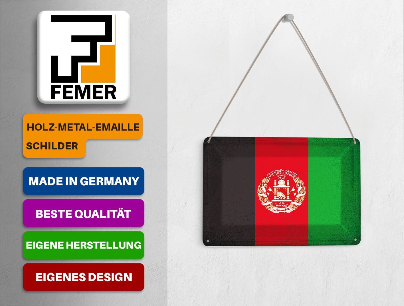 Femer GmbH Postkarte Flagge Afghanistan 14x10 cm Afghanistan Vintage, unfrankiert