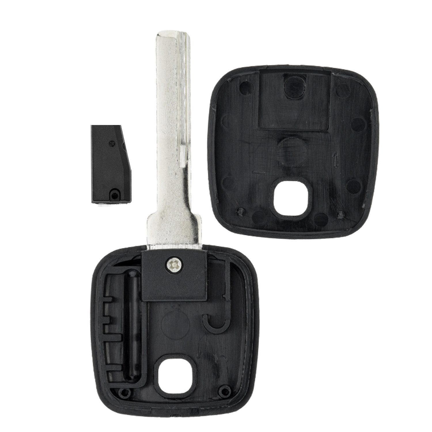 mt-key Schlüsseltasche Auto Zünd Schlüssel Rohling HU56 + ID46 Transponder (Set), für Mitsubishi Colt VI Z30 (04-12); Smart Forfour I W454 (04-06)