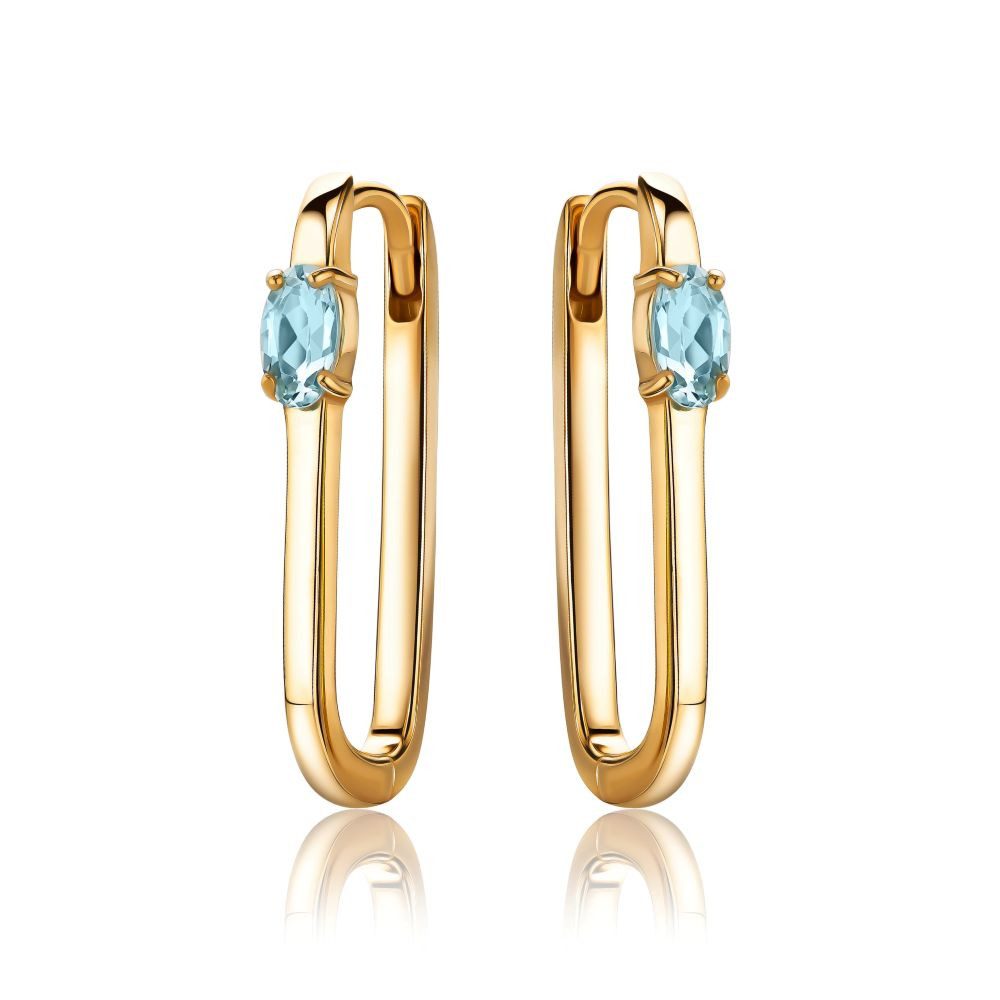 Miore Klappcreolen MSAE288E - 925 Sterling Silber 18 Kt vergoldet & Blautopas 0.50 Kt., Damen Ohrringe mit Edelsteinen