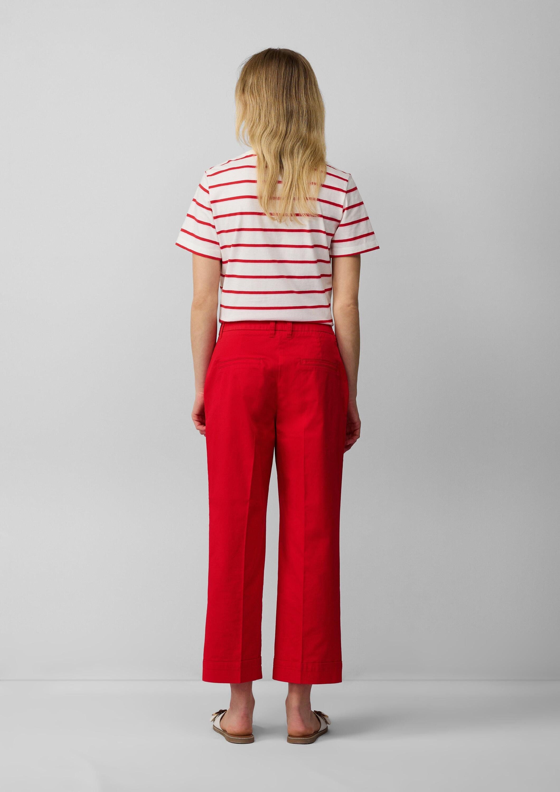 s.Oliver 7/8-Hose Hose High-Rise-Culotte aus Baumwollstretch mit Bügelfalten