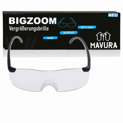 MAVURA Brille BIGZOOM 160% Vergrößerungsbrille Vergrößerungsgläser Lupeneffekt, Lupenbrille Vergrößerung Zauberbrille Kopflupe