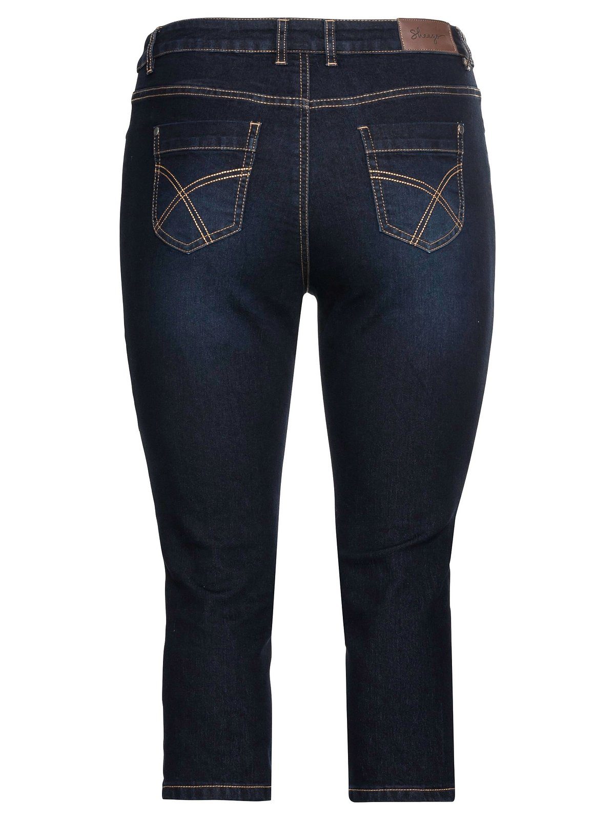 Damen Jeans Sheego Caprijeans sheego Jeans aus Baumwoll-Stretch, mit Kontrastnähten