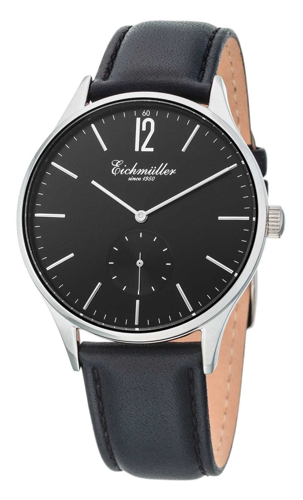 Quarzuhr Herrenuhr Schwarz mit Lederband 41 mm – Elegante 3036-01