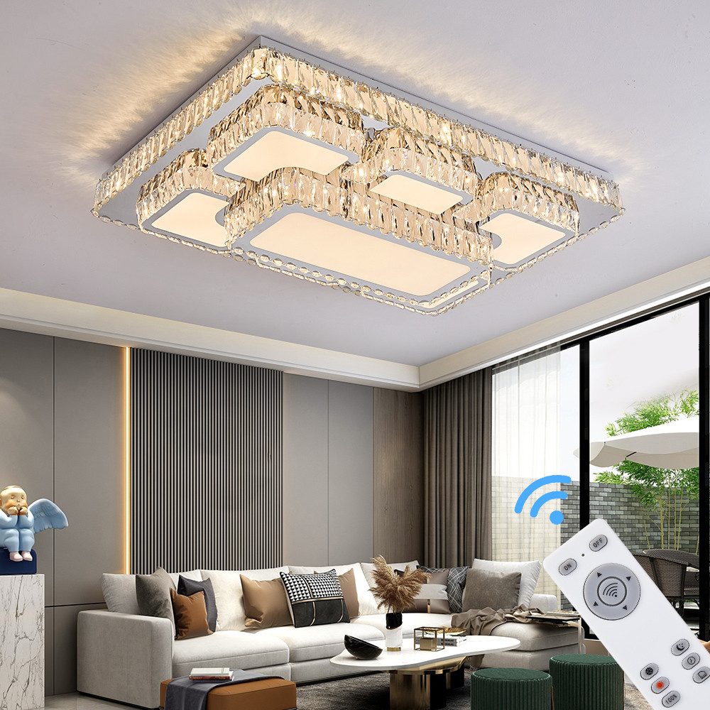 Eurohandisplay LED Deckenleuchte LED Deckenleuchte Kristall Lichtfarbe einstellbar mit Fernbedienung, LED fest integriert, Tageslichtweiß, Lichtfarbe und Hellig – Bild 5 von 5