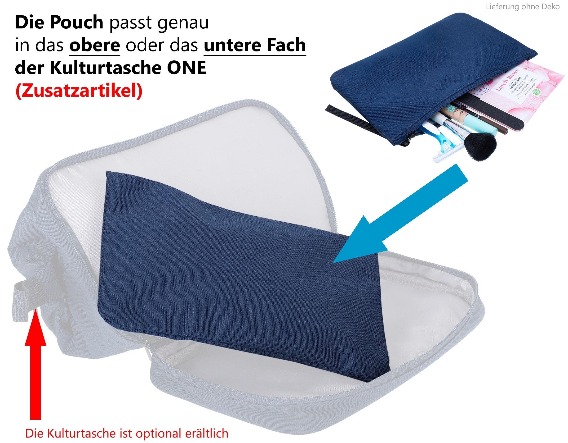 ELEPHANT Kosmetiktasche Pouch Mini Kulturtasche Cosmetic Bag klein, Aufbewahrungstasche Tasche Manicure Shaving Bag 13112 + Beutel