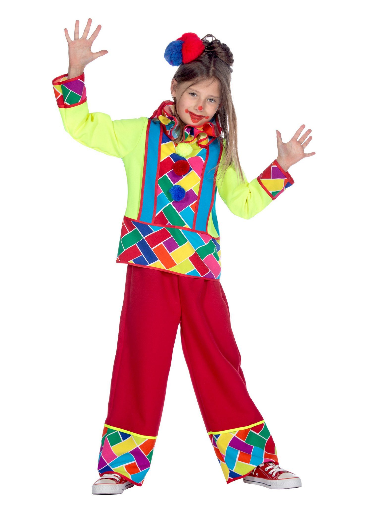 Metamorph Clown-Kostüm Knallbunter Clown Kostüm für Kinder, Klassisches Clownskostüm für Kinder