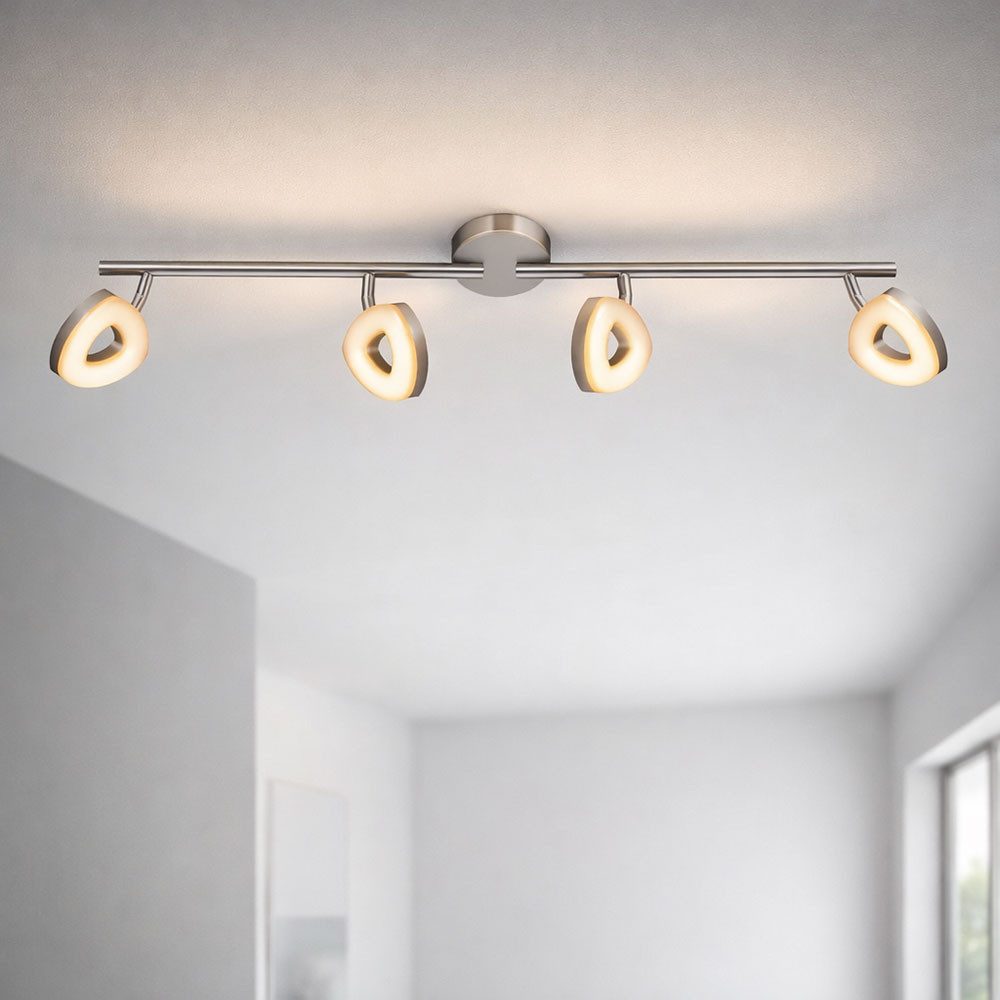 Esto LED Deckenleuchte, LED-Leuchtmittel fest verbaut, Warmweiß, Spotleiste 4 Strahler Deckenleuchte schwenkbar Wohnzimmerleuchte