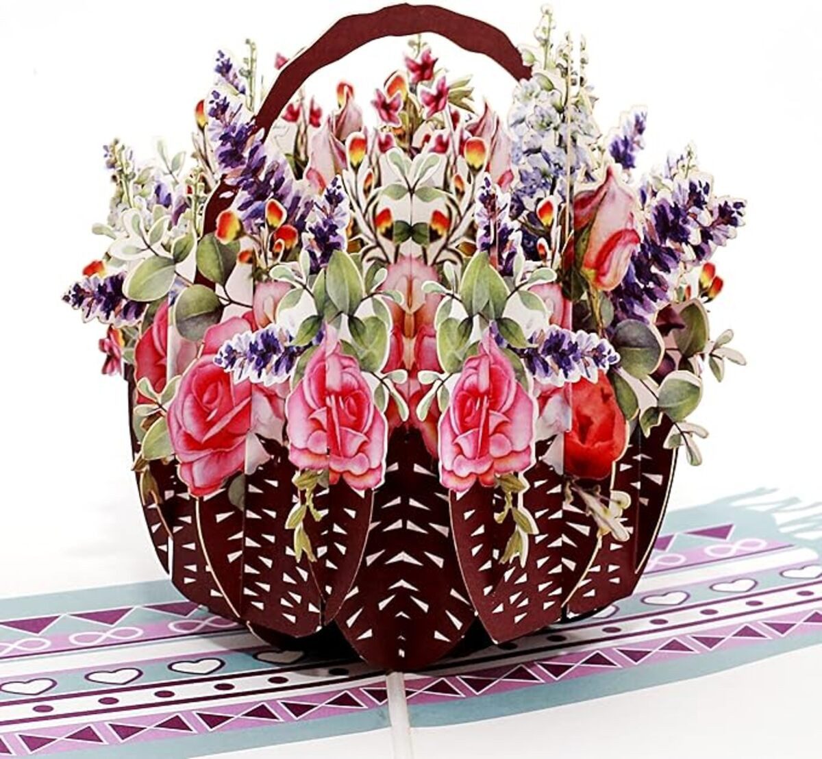 Grußkarte 3D Popup Grußkarte Blumenkorb Design mit natürlichem Umschlag