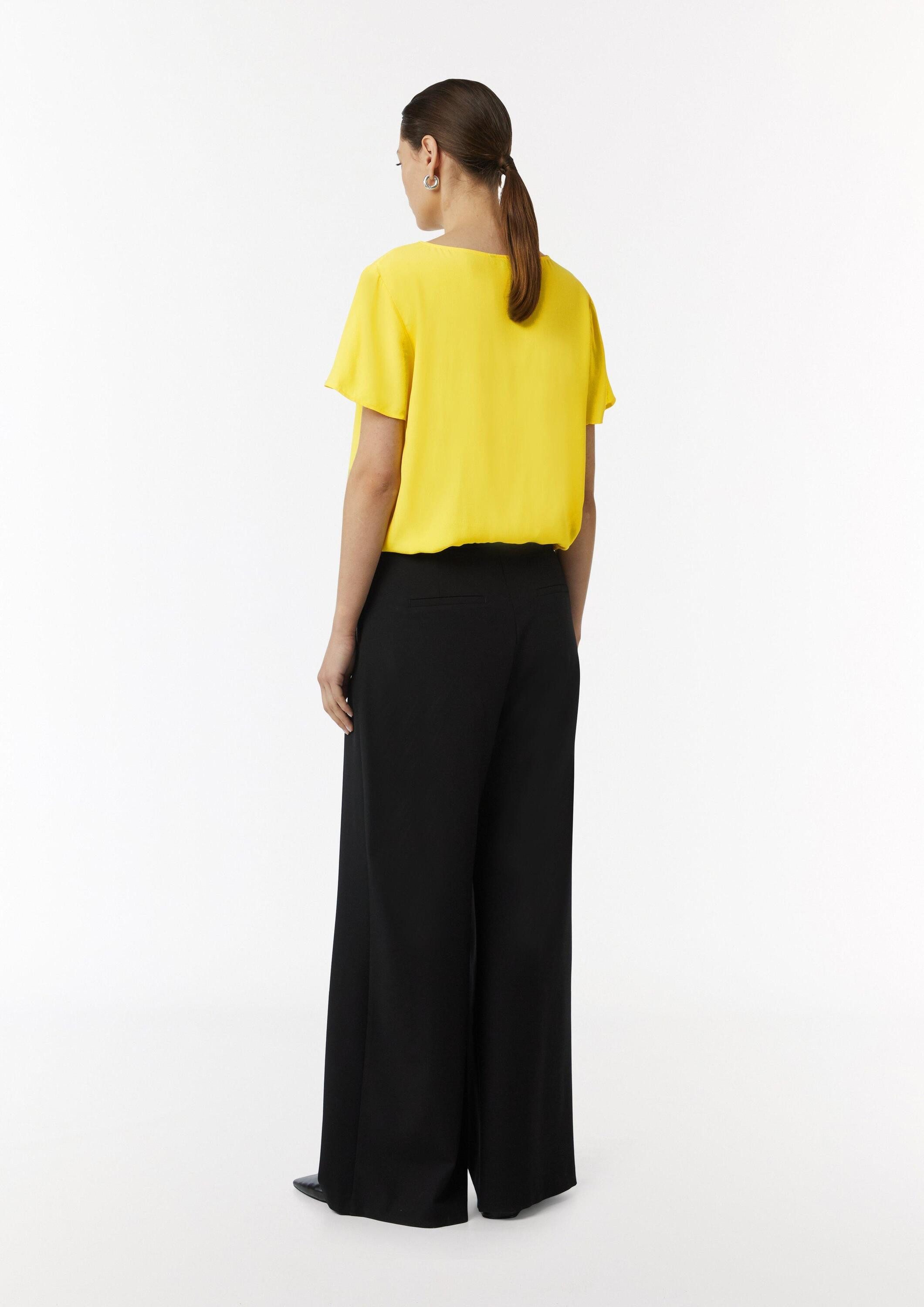 comma Kurzarmbluse Bluse Loose-Fit-Shirt aus Crêpe mit Spitzen-Detail