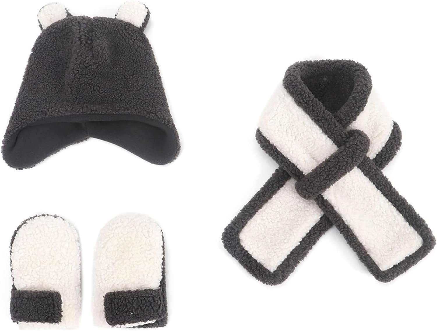 ERHWIO Mütze & Schal Mützen-Sets Set: Mütze, Handschuhe, Schal für Kinder. Geeignet für Kinder unter drei Jahren Warmes dreiteiliges Set Rot