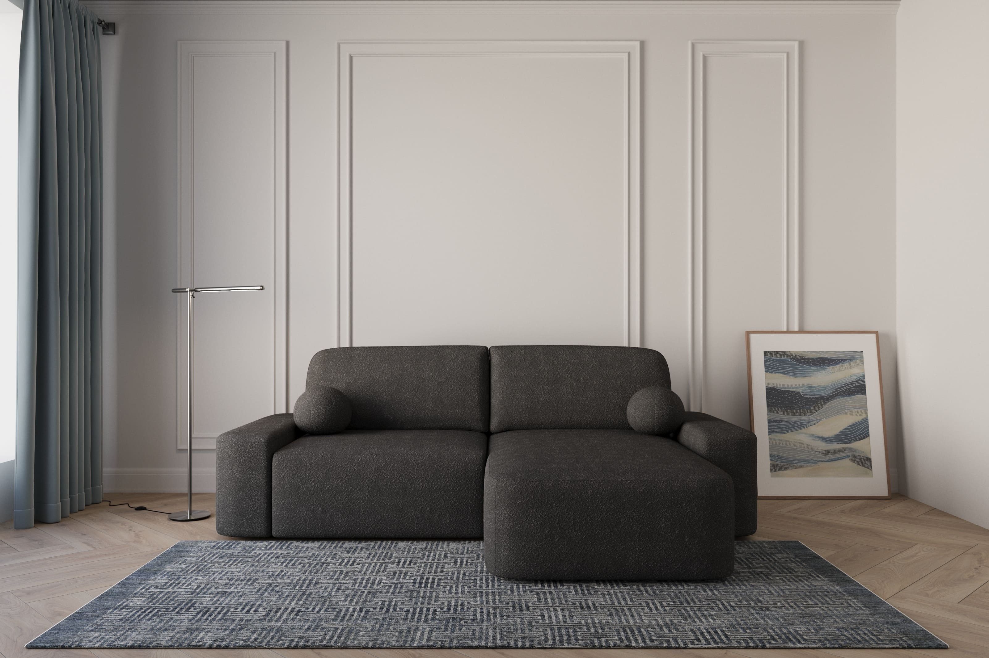 MOEBLO Ecksofa Lisbon aus Bouclé, Ottomane günstig online kaufen