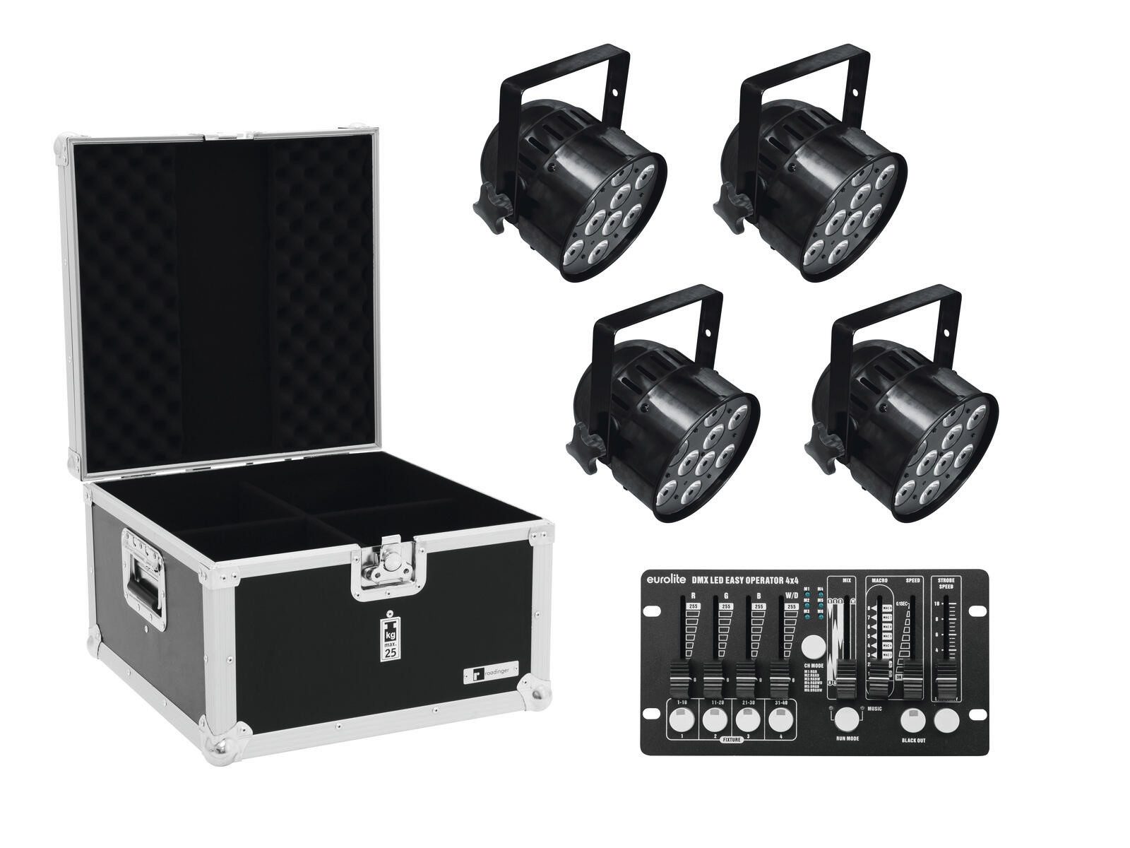 Discolicht EUROLITE Set 4x LED PAR-56 QCL sw + Case + Controller