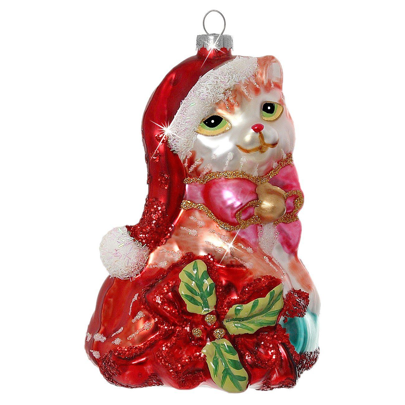 WEIHNACHTSKATZE Christbaumschmuck H:10cm Glas - Christbaumschmuck Ornament / SIKORA SIKORA