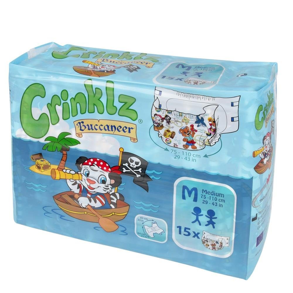 Crinklz Windeln Crinklz Buccaneer - (75-110 (15-St., und Motiven) Windeln cm) Seefahrer M Folie mit