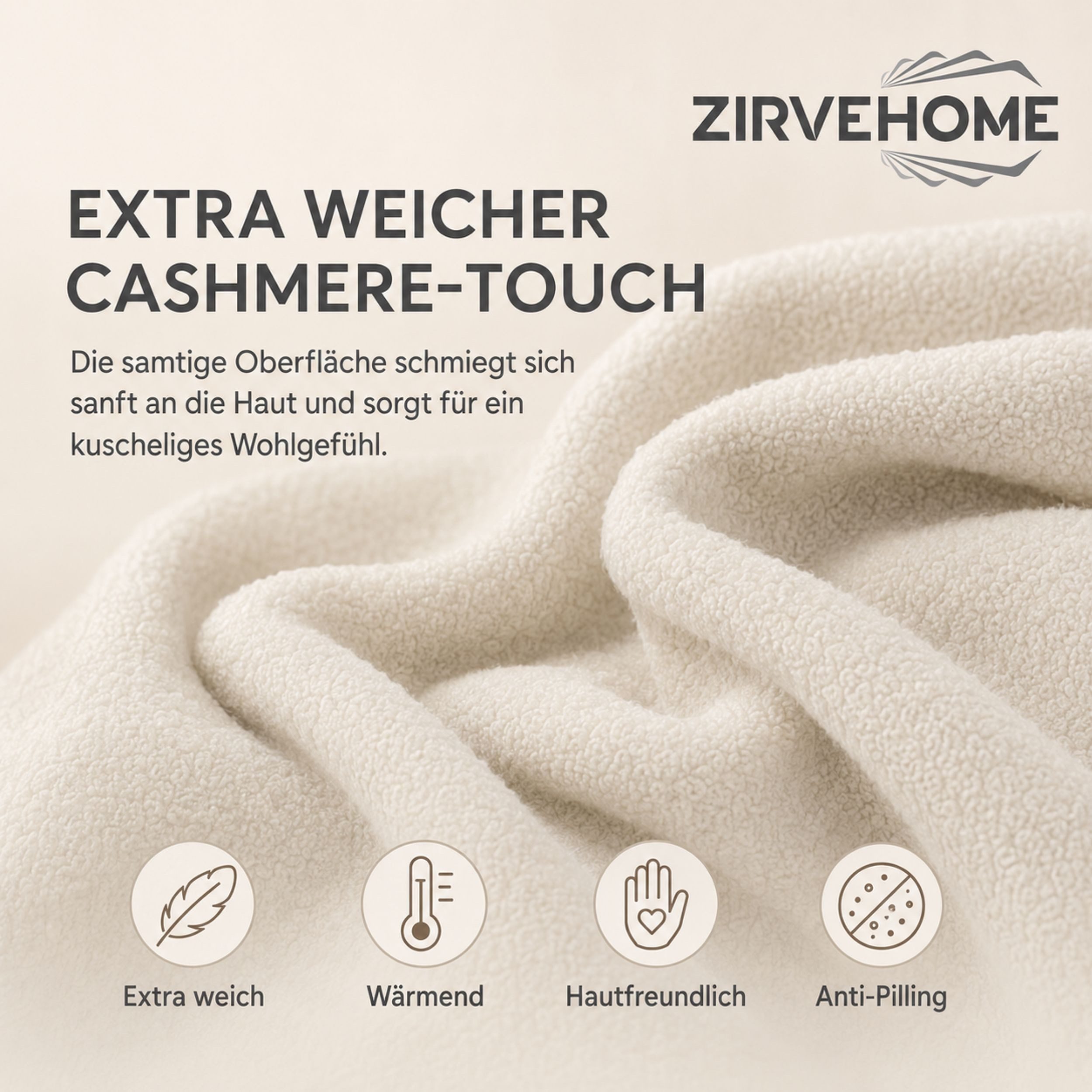 Wohndecke Kuscheldecke, ZIRVEHOME, CashmereTouch Wohndecke Fleece decke Kuschelig weich & Flauschig – Bild 4 von 5