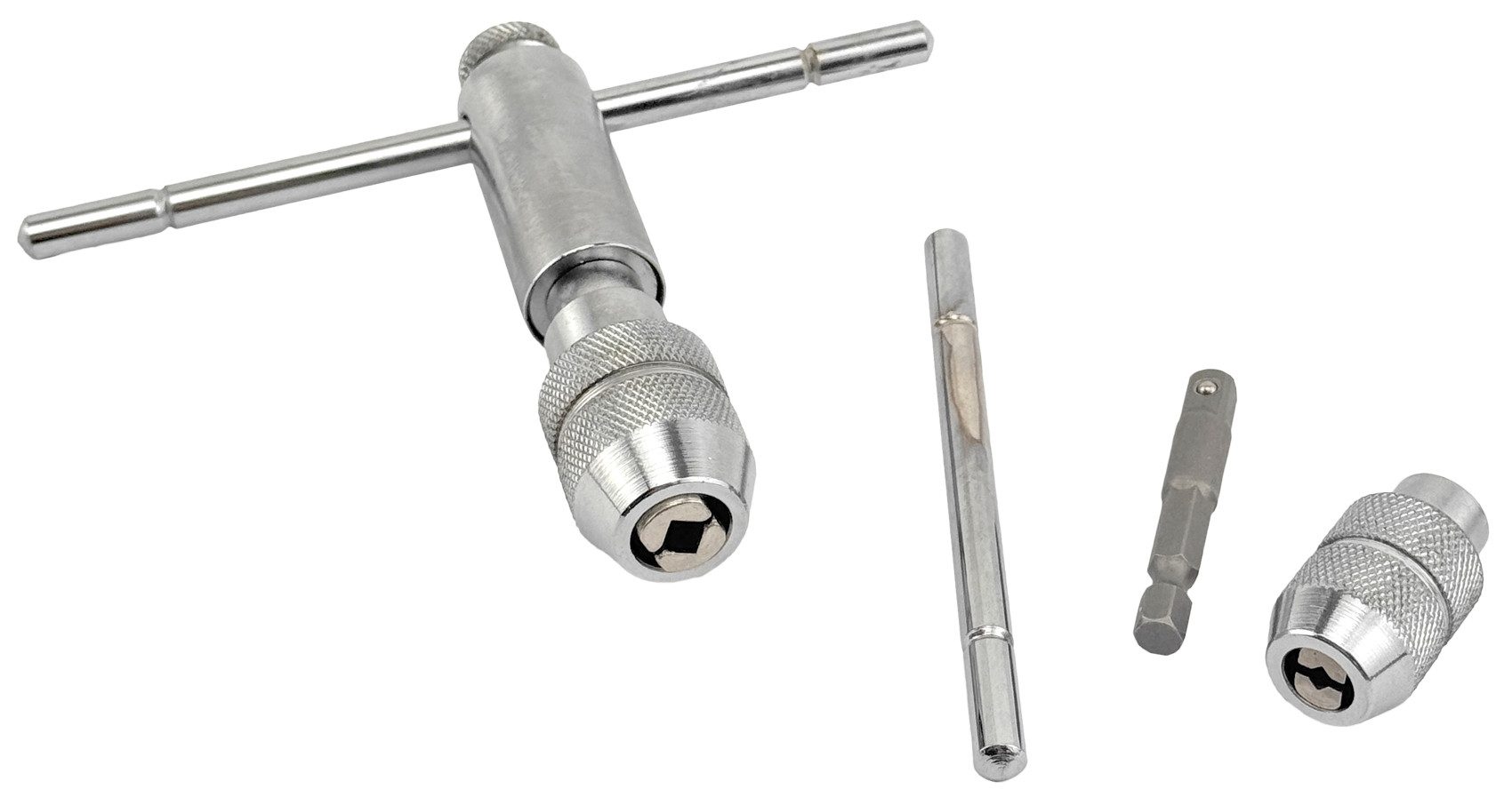 WELDINGER Gewindebohrer Gewindebohrer Halter Ratsche und für Akkuschrauber M3-M12 in Box, Set, 6-tlg., Halter für Gewindebohrer M3-M12