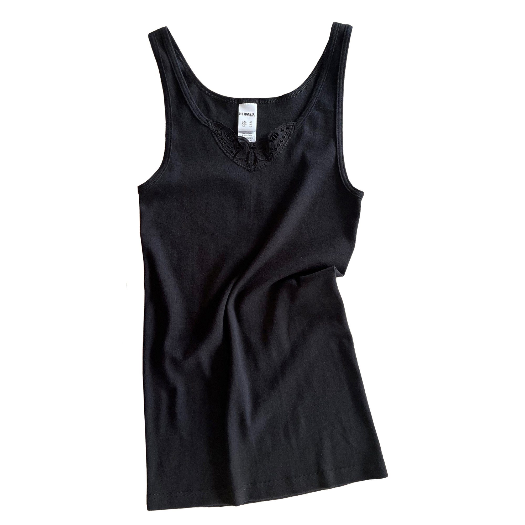 HERMKO Achseltop 1440 (Pack, 3er) mit Spitze, 100 % Bio-Baumwolle, Tank Top, Feinripp